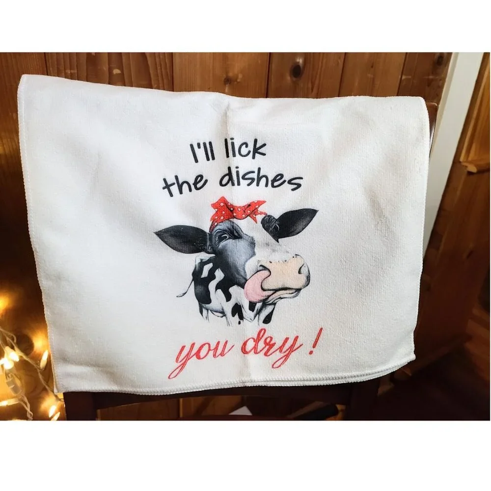 Farmhouse Kitchen Towels Set Cow Decor Country Cottage Decoration Dish Cloths
